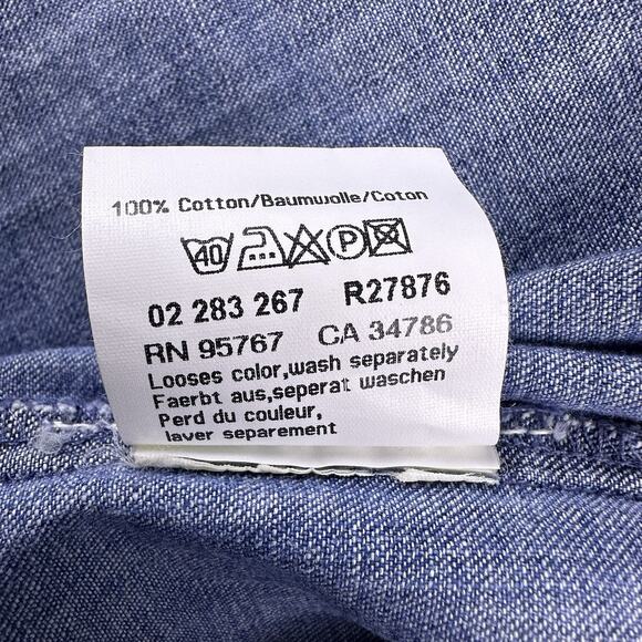 Mavi Unisex Denim Snap Shirt “John” Blue Long Sleeve Size Large- Long‎ Sleeve - Picture 13 of 14